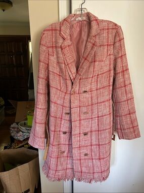 VENUS Pink Plaid Tweed Jacket size 8
